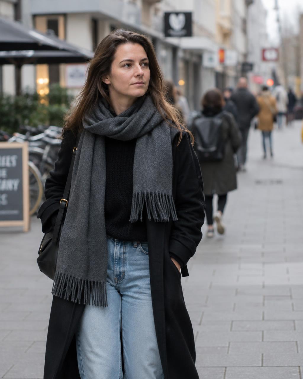 Candid street portrait in Germany, soft overcast daylight